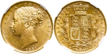 Australia, Victoria, 1881-M Sovereign, Shield Rev., Melbourne Mint, High Hairline