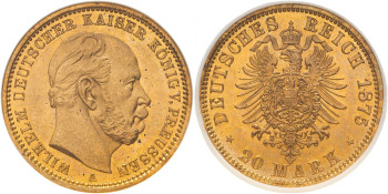 Germany, Prussia, Wilhelm I, 1875-A 20 Marks, Berlin Mint