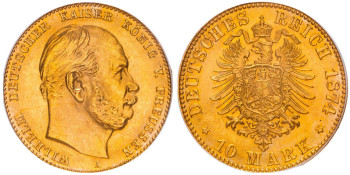 Germany, Prussia, Wilhelm I, 1874-A 10 Marks, Berlin Mint
