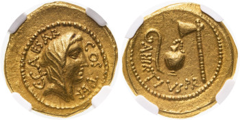 Ancient Rome, Imperatorial, Julius Caesar (44 BC), Aureus - Vesta / Aulus Hirtius