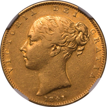 United Kingdom, Victoria, 1841 Sovereign, Unbarred 'A's