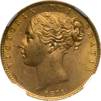 United Kingdom, Victoria, 1871 Sovereign, Shield
