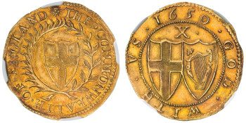 England, Commonwealth, 1650 Double-Crown, mm. Sun