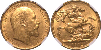 United Kingdom, Edward VII, 1902 Gold 2 Pounds (Double Sovereign) 