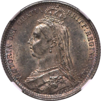 United Kingdom, Victoria, 1887 Sixpence, Jubilee Head, Withdrawn Type