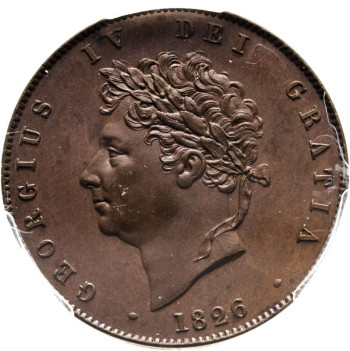 United Kingdom, George IV, 1826 Bronzed Proof Halfpenny