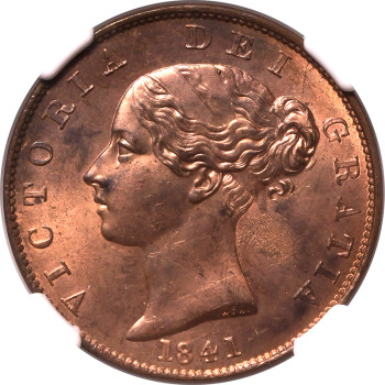 United Kingdom, Victoria, 1841 Halfpenny - NGC MS64 RB