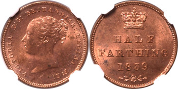 United Kingdom, Victoria, 1839 Half Farthing