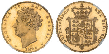 United Kingdom, George IV, 1826 Proof Half-Sovereign, Extra Tuft