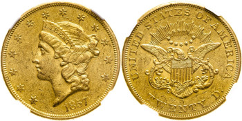 United States, 1857-O $20 Double Eagle, New Orleans