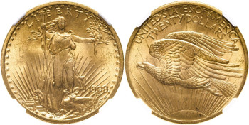 United States, 1908 $20 Double Eagle, No Motto, Philadelphia